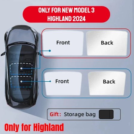 Solskærme til Tesla Model 3 Soltag Highland 2024 Model Y 2021-23 Is Klud Spænde Sol Pare Glas Forreste Bageste Lysetage Tilbehør
