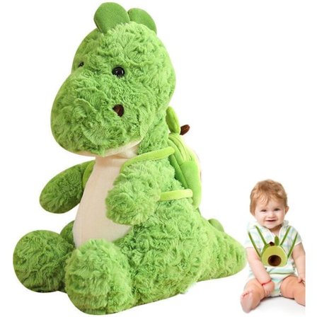 18" Dinosaur Plysjdyr med Søt Veske, Stor Plysj Dinosaur