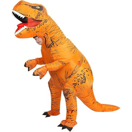 Oppustelig Dinosaur Kostume, Halloween Cosplay, Maskerade Kostume til Børn & Voksne, Grøn/Orange/Lilla