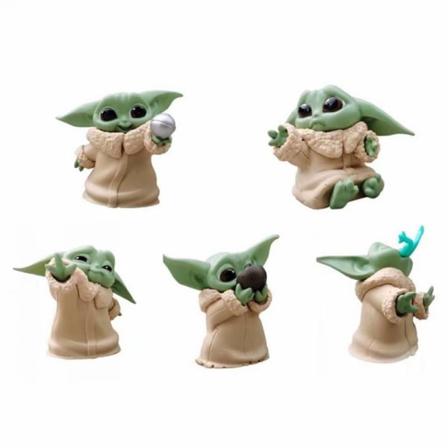 Mandalorian Baby Yoda Staty Figur Leksaker Hem Ornament green 5 PCS