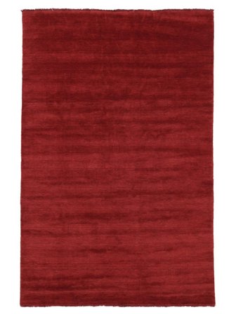 Tappeto Di Lana Monocromatico Handloom Fringes Rosso Scuro