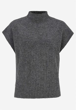 Soyaconcept - Strikket vest med halv høy hals i gråmelert for damer i størrelse 42/44 (L/XL) - Cellbes