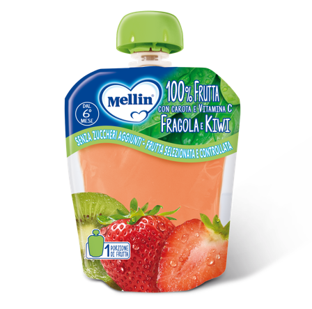Mellin Pouch Fragola/Kiwi 90g 6Mesi+