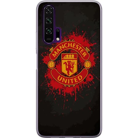 Kompatibel Mobilcover til Honor Honor 20 Pro Manchester United logo i rød og gul farve med rå sporty baggrund