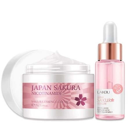 Sakura serum og kollagen ansikt krem kirsebær blossom essens fuktighetsgivende bleking