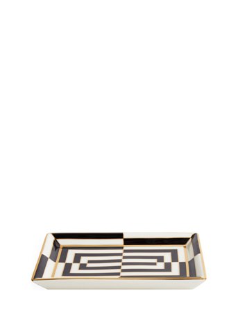 Jonathan Adler Op Art Rectangle Tray - Black - 17.78X12.1X2.54CM