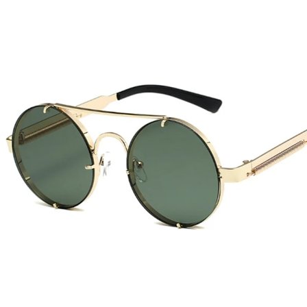 Märkesdesignade vintage solglasögon man kvinna metall steampunk solglasögon klassiska runda retro nyanser körning Oculos De Sol