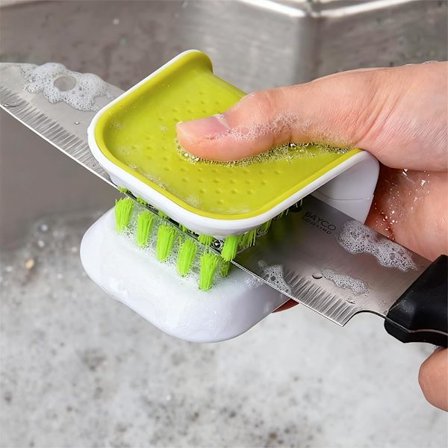 2 st Bladborste Kniv- och Bestickrengöringsborste Borstskrubb Kök Tvätt Halkfri, One Size, Grön