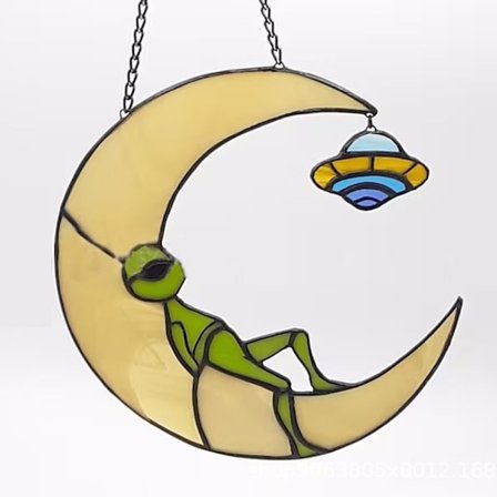 Ufo-farvet Ornament Suncatcher Moon Wind Chimes