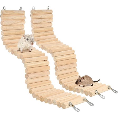 2 stk. Træ Hamster Stige Bro Lille Dyr Klatring Trappe Bøjelig Rotte Bur Habitat Legetøj til Hamstere Jordegern og Andre Små Dyr