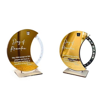 Ramadan-kalender, Ramadan Nedtelling Mubarak Akryl Måne Ornament Ramadan Borddekorasjon, Gull & S