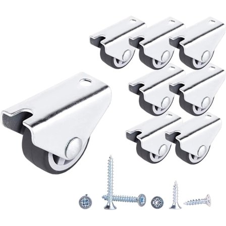 (Pakke med 8) 30 mm Små Hjul Ruller Gummihjul Faste Hjul Kraftige Hjul Ruller Ikke-Drejelige Hjul Møbelhjul (8)