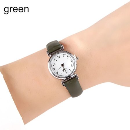 Naisten kellot nahkaranneke VIHREÄ