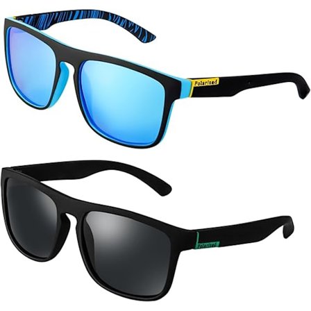 2 par solbriller for menn, UV400-beskyttelse, polariserte solbriller, retrosolbriller for utendørsbruk, sport, golf