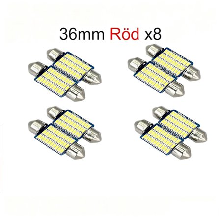 Vaskemaskinlampe 36mm lilla, 8-pakning LED 2835SMD C5W SV8.5-WELLNGS