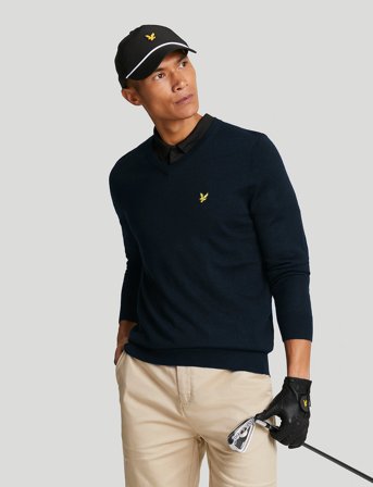 Lyle & Scott Sport Golf V Neck Pullover - Navy - S