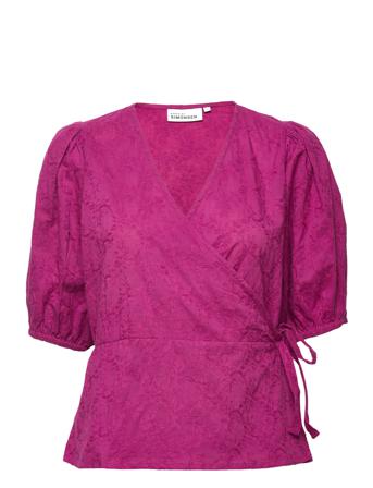 Emiliakb Wrap Top Blouses Short-sleeved Rosa Karen By Simonsen