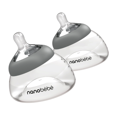 Nanobébé Brystmelkflaske Gen 2, Grå, 2 x 150 ml