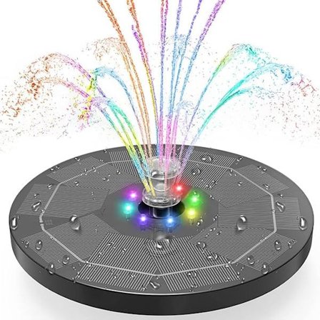 3,5W Flytande Solfontän för Utomhusbruk, Solvattenpump med 4 Munstycken, för Fågelbad Akvarium Trädgårdsfontän