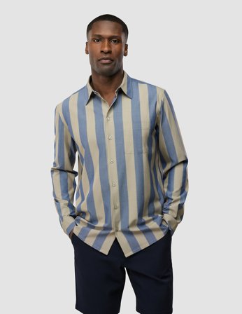 Shaping New Tomorrow - Tech Linen Casual Shirt - Coastal Stripes - Herren - Größe M