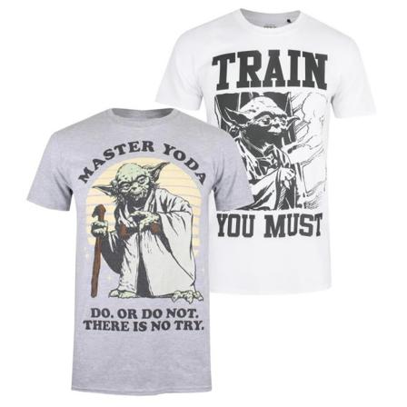 Star Wars Yoda T-shirt För Män (förpackning Med 2) L Grå/vit