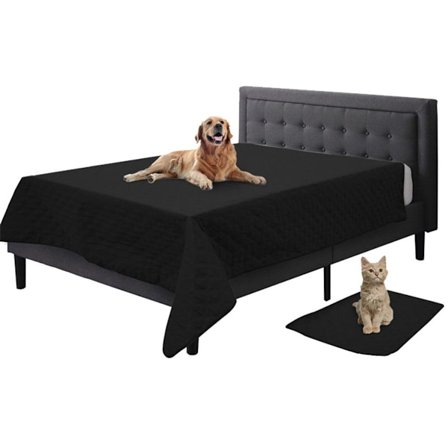 Vandtæt hundebedsbetræk til sofaer til kæledyr skridsikkert tæppe sort