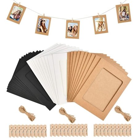 30 stk. Kraft Papir Fotoramme til Billeder som Vægdekoration, ZQKLA