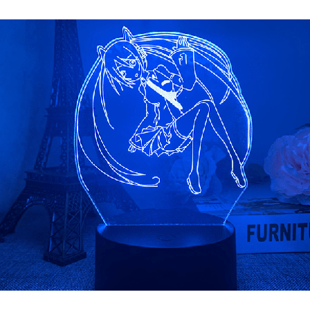3D Xiaoye Hatsune Miku Anime Serie USB Kreativ Gave Skrivebordslampe A3 Sort Touch Fjernbetjening 16 Farver