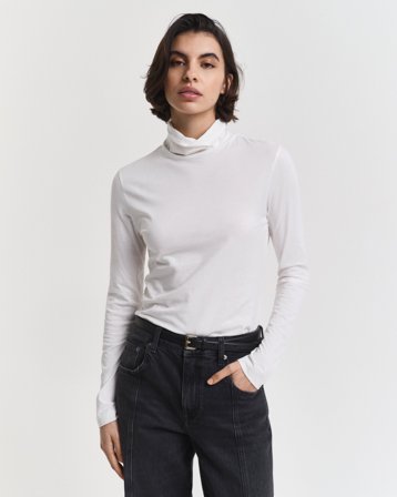 GANT Damen Leichter Rollkragenpullover aus Baumwolle (L) Weiß