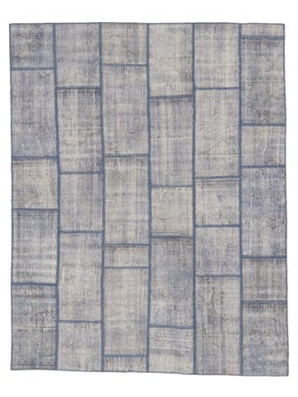 Hand Knotted Patchwork Rug 198X250 Wool Dark Grey/Grey