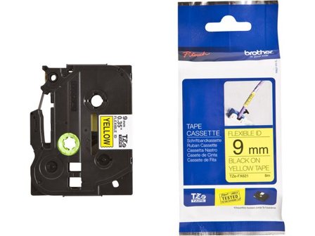 Brother Tape TZEFX621 9mm svart på gul F - Lyreco - Kontorsmaskiner - Märkmaskiner och tape - Tape - Brother TZ