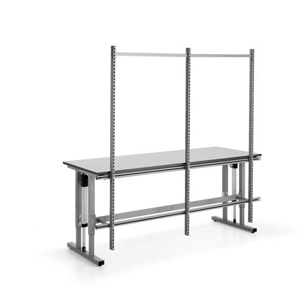 Bageste ramme med 3 stolper til elektrisk arbejdsbord MOTION, 2000x800 mm