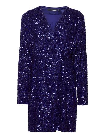 Sequin Wide-Shoulder Wrap Dress Navy ROTATE Birger Christensen