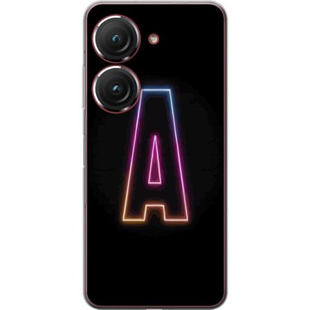 Kompatibel Mobilcover til Asus Asus Zenfone 9 Minimalistisk neonbogstav A i regnbuefarvet lys mod sort baggrund i moderne typografisk stil