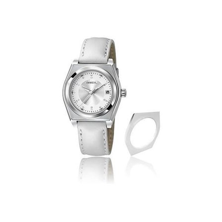 Damklocka - BREIL - TW0931 - Vitt läder - Silverurtavla - Chic stil