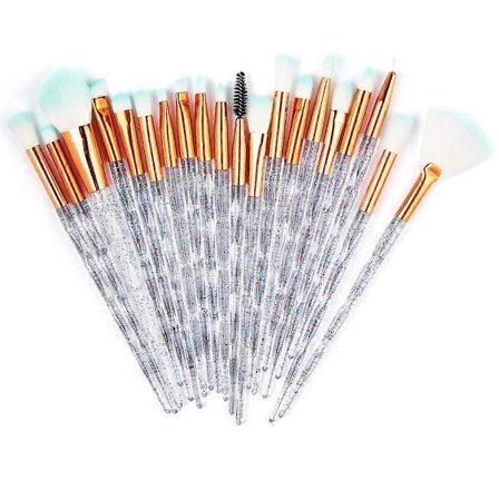 Paket med 20 st Kosmetiska Ögonskuggsvampar Eyeliner Ögonbryn Läpp Näsa Foundation Puder Makeup Borstar Set (Bling & Transparent)