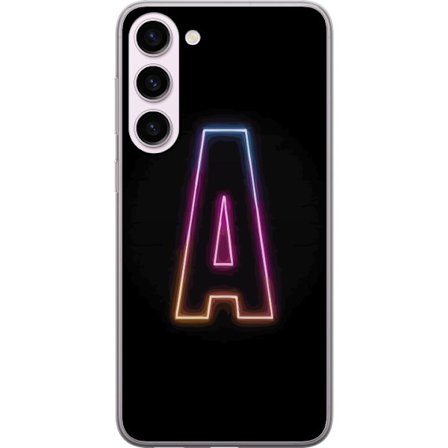 Yhteensopiva Puhelinkuori Samsung Samsung Galaxy S23+ Minimalistinen neonkirjain A sateenkaarenvärisessä valossa mustaa taustaa vasten modernissa ty