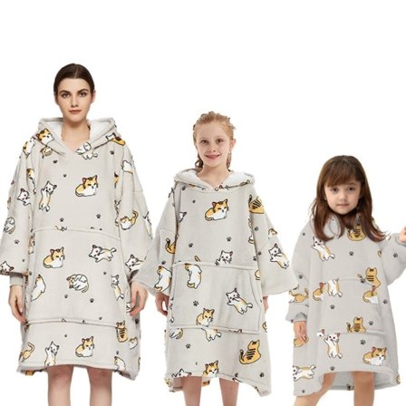 Bærbar fleece hættetrøje i stor størrelse, blød varm hættetrøje 65 cm