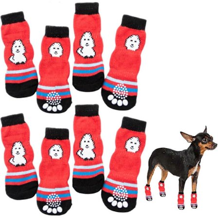 4 Par Anti-Halk Hundstrumpor, Tassar Stoppar Slickande Hundgreppstrumpor Husdjur Tass, Justerbara Grepp Hundstrumpor, Anti-Halk Strumpor