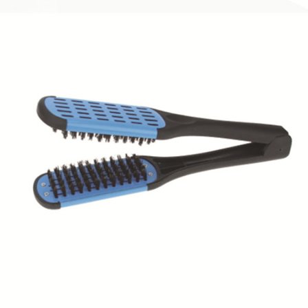Professionel frisørkam med dobbelte børster, antistatisk glattejern, sort og blå