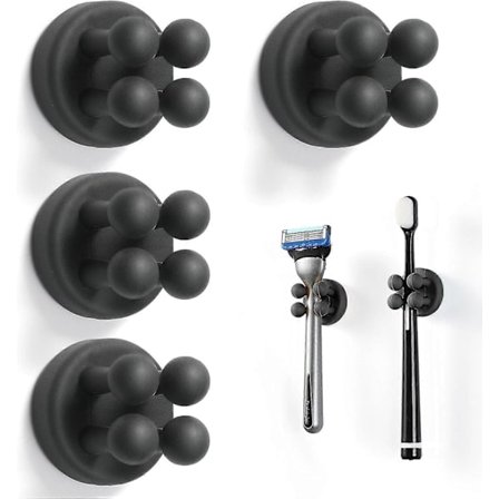 Silikone Tandbørsteholder - 4 stk. Tandbørstekrog Enkelt Tandbørstekrog til Væg til Ophængning Badeværelse Køkken Kontor -Qin