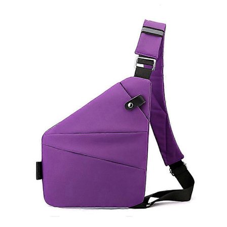 Tyverisikret taske, tyverisikret rejsetaske, slank slyngtaske, cross body rejsetaske til kvinder og mænd, højre skulder, violet
