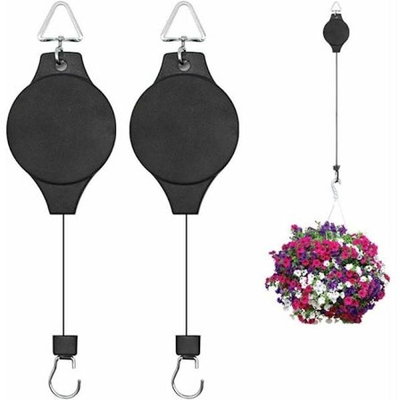 2 st justerbara infällbara remskivor Växtremskivor Trädgård Hängande korg Fågelbur Svart