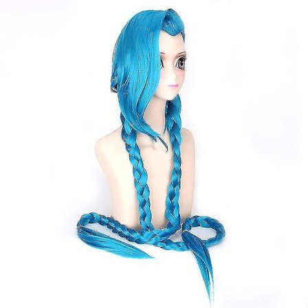 120cm Jinx Cosplay Paryk Jinx Blå Fletninger The Loose Cannon Paryk Med Blå Fletninger