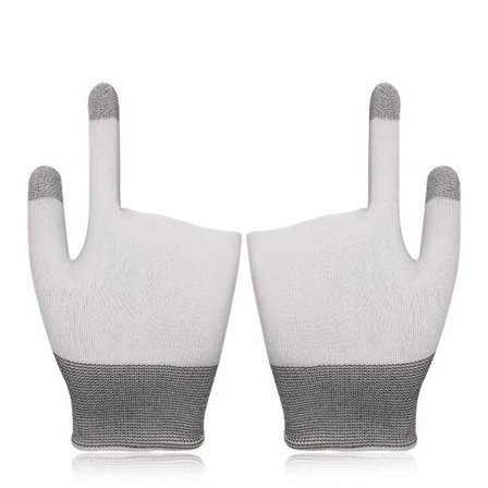 Mobilspil Controller Finger Ærmer Sømløs Tommelfingergreb Svedafvisende To-finger Touchscreen Mobilspilhandsker Hvid