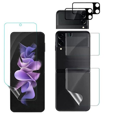 2-PACK 4in1 Z Flip 4 Hydrogel Skärmskydd & 2.5D Kameralinsskydd