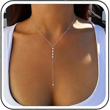 Pitkä timantti Y-kaulakoru kuutiollisella zirkonialla Lariat-kaulakoru Kultainen kristalli Y-Lariat-kaulakoru Cz-ketju Lariat-kaulakoru Rhinestone Y-