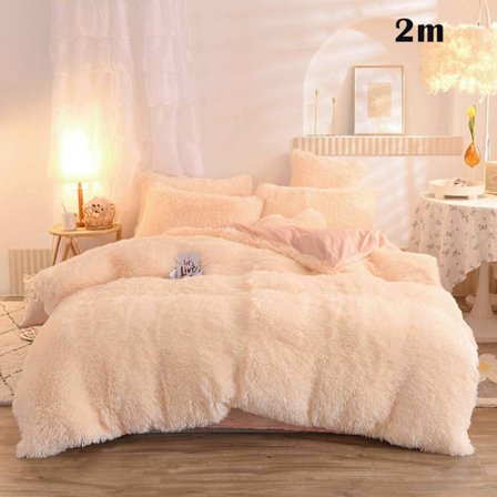 4 st/ set Färgglada fluffiga sängkläder Set Långt plysch cover Lakan Örngott Set