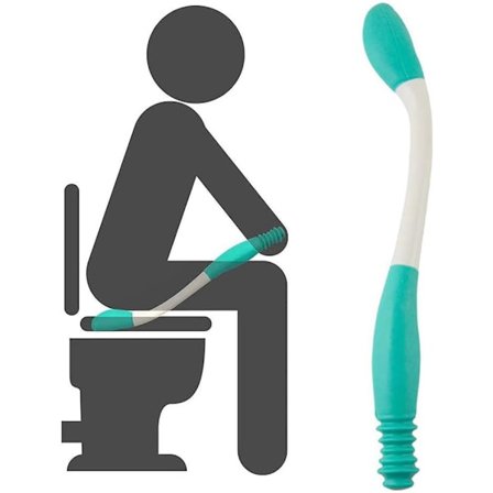 Självbetjänings toalettassistans - Självtvättande assistent botten torkare badrumskompis pinne långt handtag längd 40cm