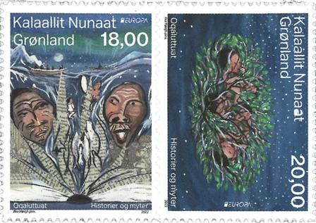 Grønland - EUROPA 2022 Sagn & myter - Postfrisk sæt fra hæfte